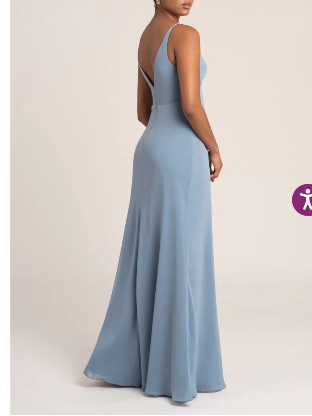 NEW Jenny Yoo Collection Jude Eucalyptus V-Neck Green Evening Dress Luxe Chiffon - Picture 4 of 5